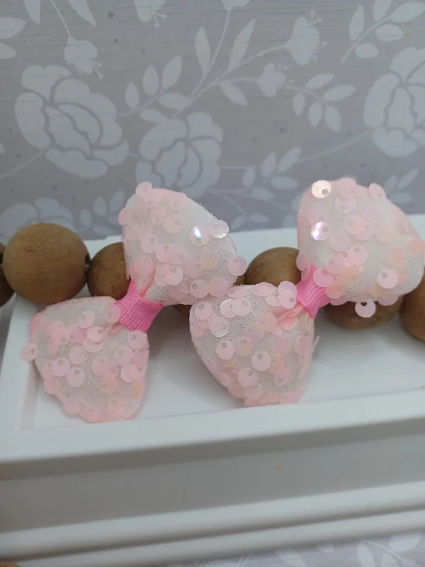 Christmas Green Wreath Light Pink Sequin Hair Accessory Set