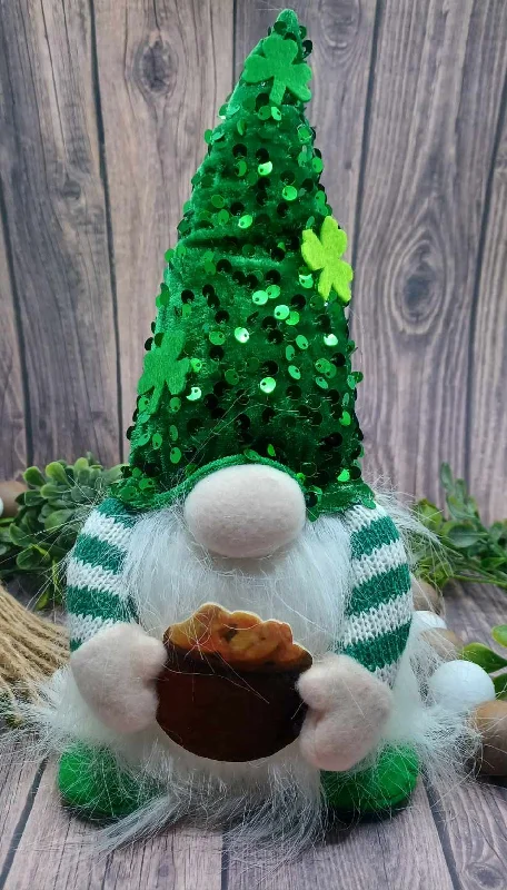 Christmas Joyful Laughter Light up St. Patrick's Day Gnome Holding a Pot of Gold