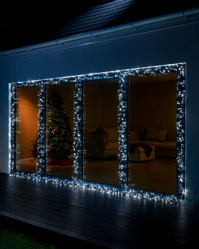 Christmas Ornament Collection LINK UP LED Cluster Lights, Black Cable, White