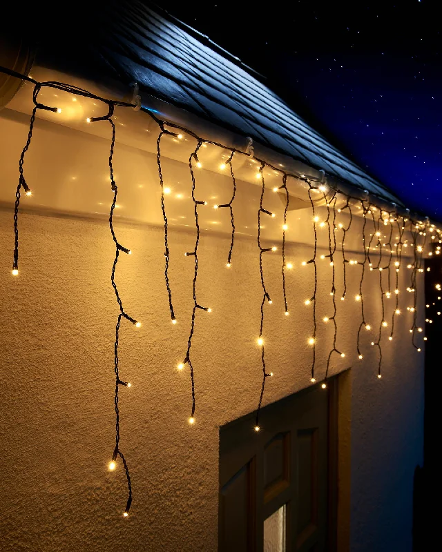 Christmas Star Tree Topper LINK UP LED Icicle Lights, Black Cable, Warm White