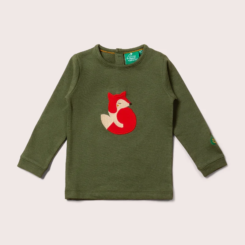Christmas Gingerbread Delights Little Fox Applique Long Sleeve T-Shirt