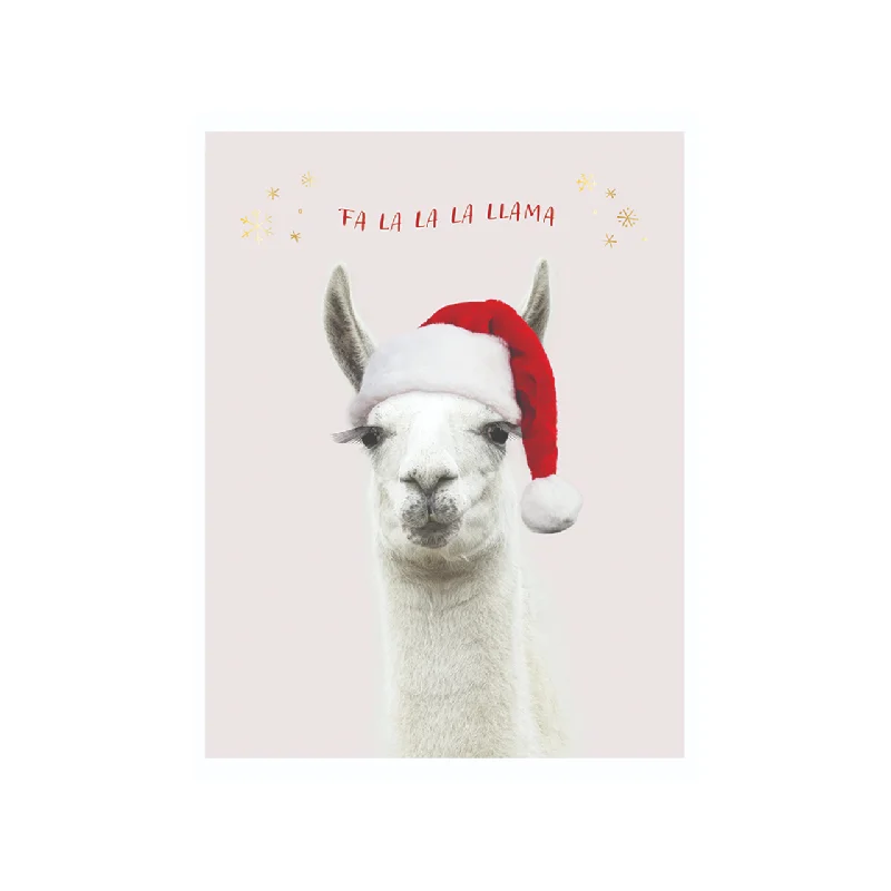 Christmas Snow Covered Roof Llama Wish You Christmas Card - Boxed Set