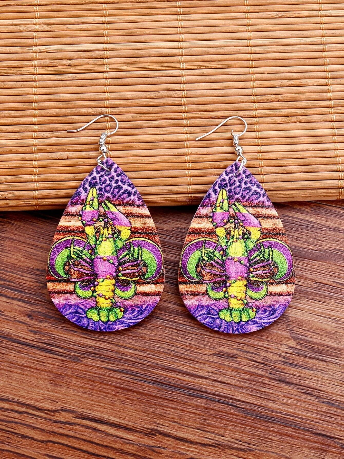 Lobster Mardi Gras Themed Earrings