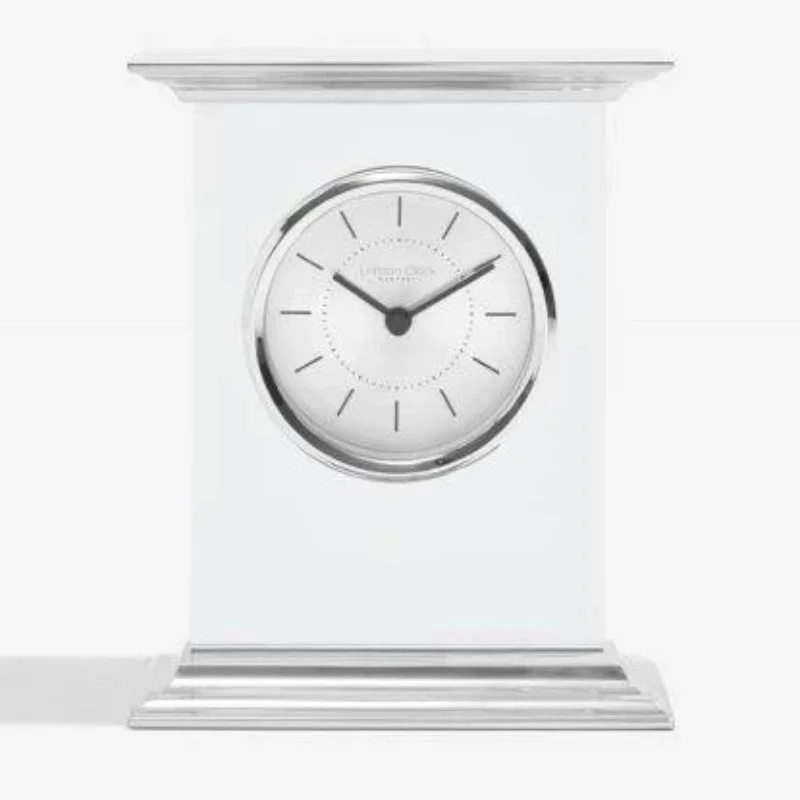 Christmas Beautiful Wreath London Clock Flat Top Silver Chrome Mantle Clock 03214