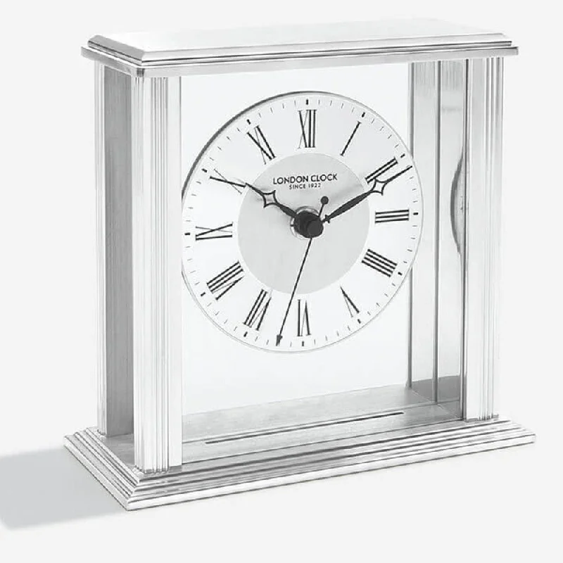Christmas Jolly Surprises London Clock Silver Flat Top Mantel EP 06399