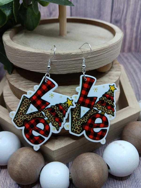 Christmas Ornament Collection LOVE Leopard Christmas Earrings
