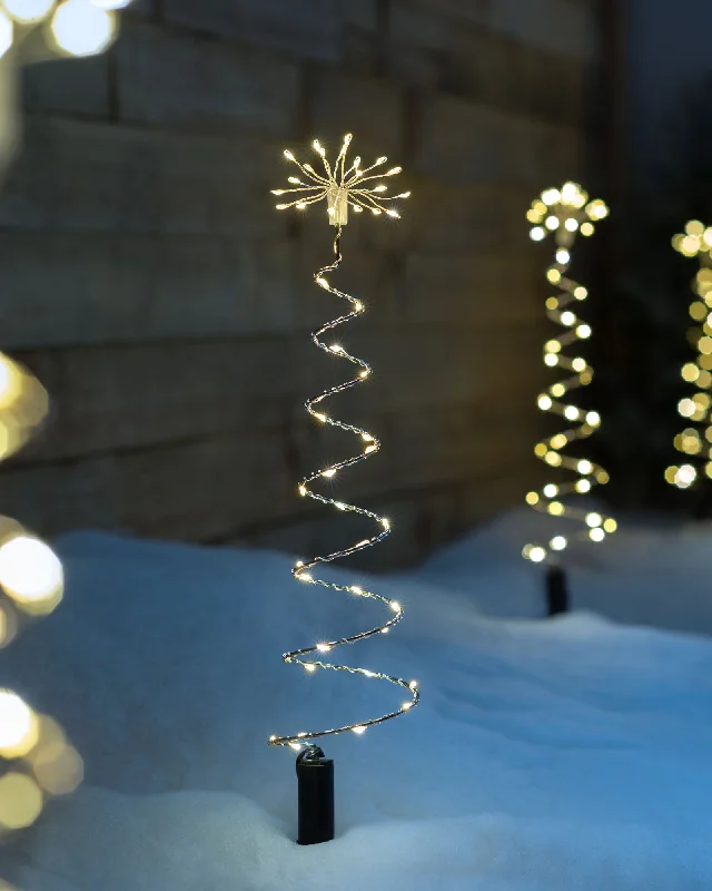 Set of 4 Spiral Firework Pathway Stake Lights, 52 cm