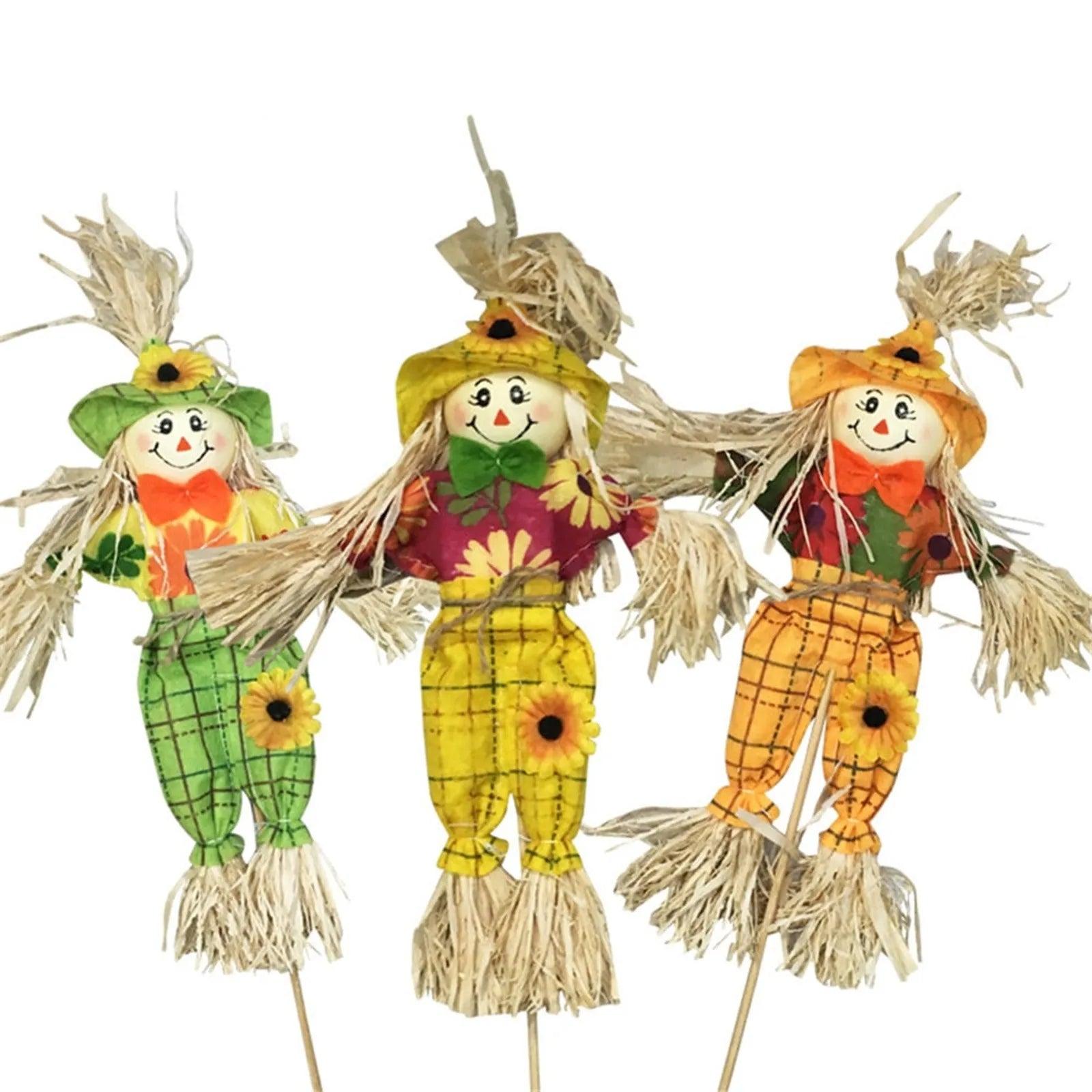 Christmas Cozy Candles Mall Fall Scarecrow Decor Pack  Of 3