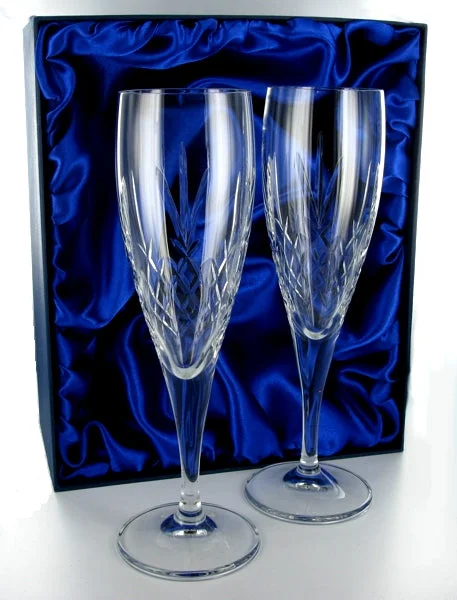 Christmas Magical Scenery Mayfair Champagne Flutes Pair with Presentation Box & Free Engraving