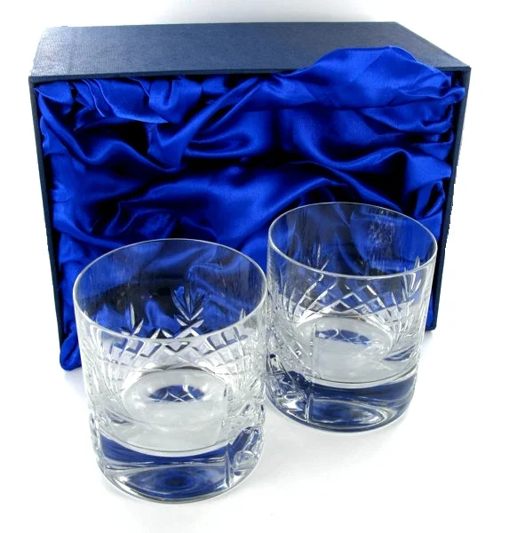 Christmas Garland Designs Mayfair Whiskey Tumbler Pair with Presentation Box & Free Engraving