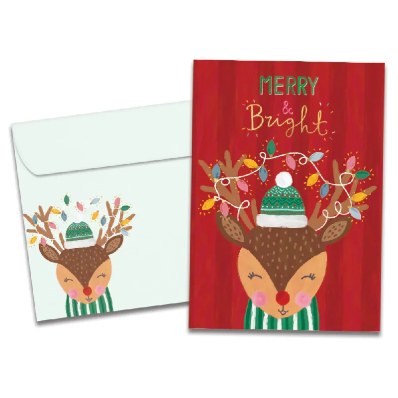 Christmas Santa Arrival Merry Bright Reindeer Christmas Card