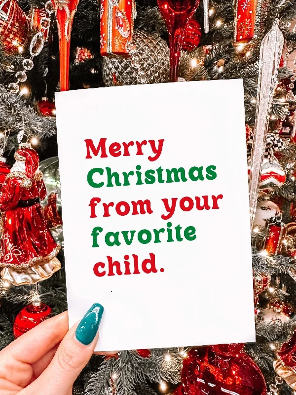 Christmas Glittering Stars Merry Christmas From Your Favorite Child Greeting Card