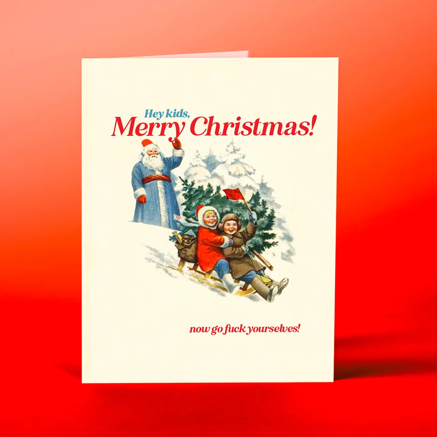 Christmas Reindeer Sleigh Merry Christmas Kids Card