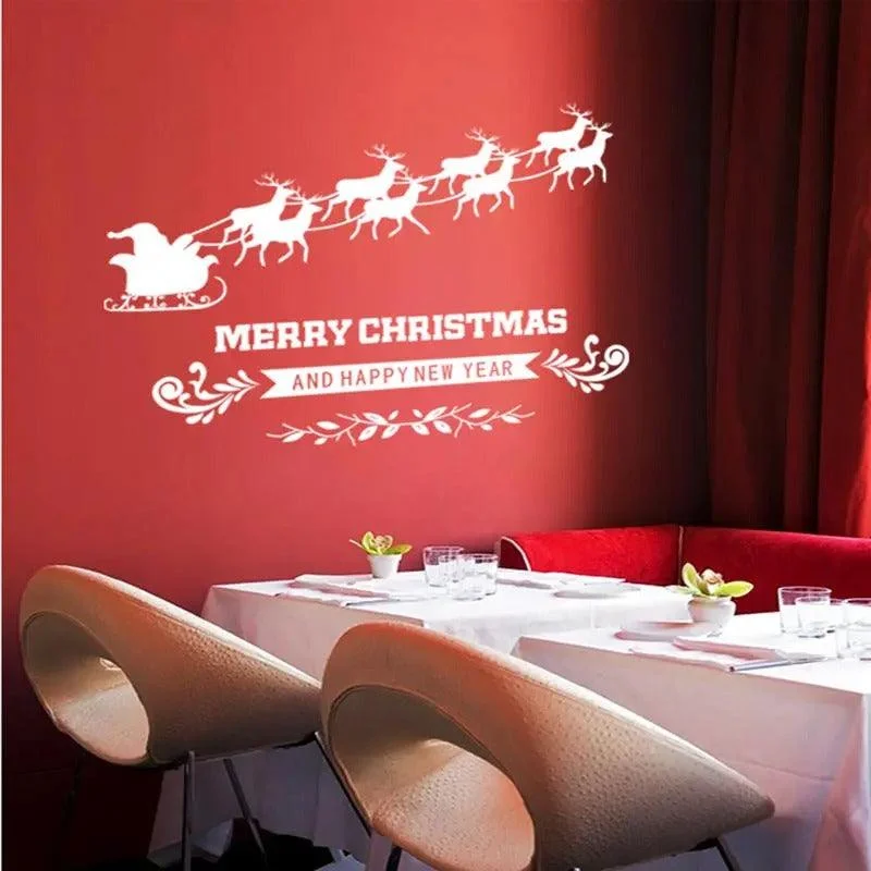 Christmas Candlelight Dinner Merry Christmas Sticker PVC Removable Wall Sticker
