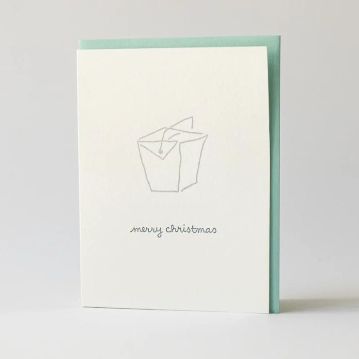 Christmas White Snow Merry Christmas Takeout Holiday Cards