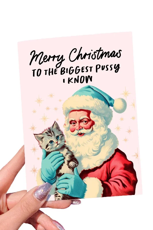 Christmas Holiday Decor Merry Christmas To The Biggest Pussy I Know Christmas Card