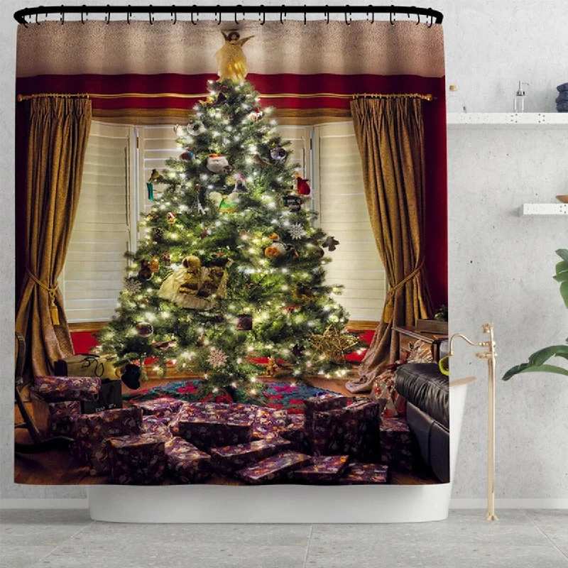 Christmas Reindeer Sleigh Merry Christmas Tree Shower Curtain