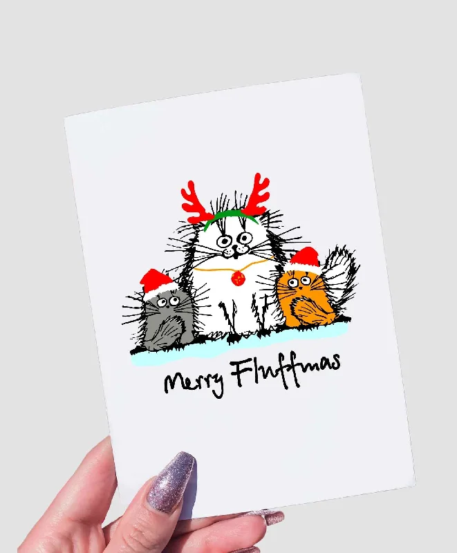 Christmas Winter Nights Magic Merry Fluffmas Greeting card