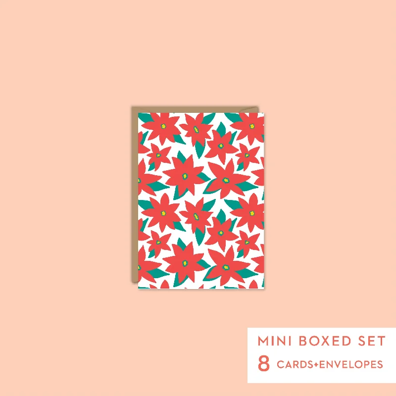 Christmas Ornament Collection MODERN POINSETTIA-Mini Boxed Set of 8 cards