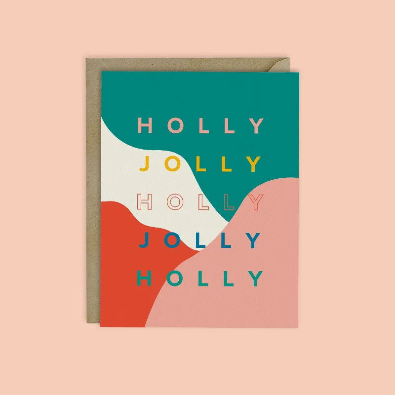 Christmas Classic Stories MODERN HOLLY JOLLY CHRISTMAS CARD-WAVY COLOR BLOCK