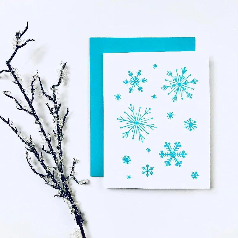 Christmas Nostalgic Memories MODERN SNOWFLAKES HAND STAMPED CARD