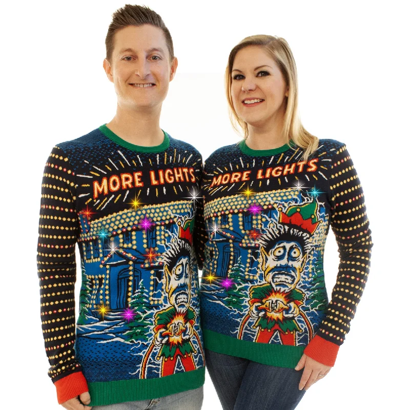Christmas Snowman Building Light Up- More Lights | Ugly Christmas Sweater For Men & Women | Unisex Sizing