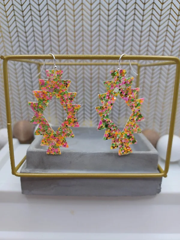 Christmas Winter Wonderland Decor Multicolored Glitter Geometrical Earrings