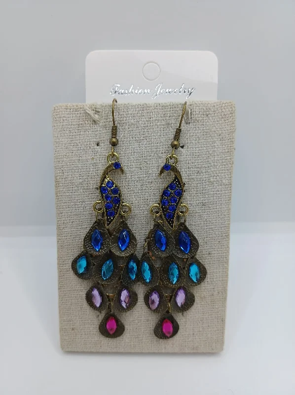Multicolored Peacock Earrings