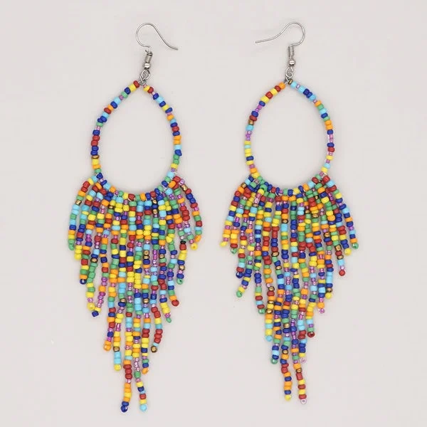 Multicolored Seabeaded Teardrop Earrings