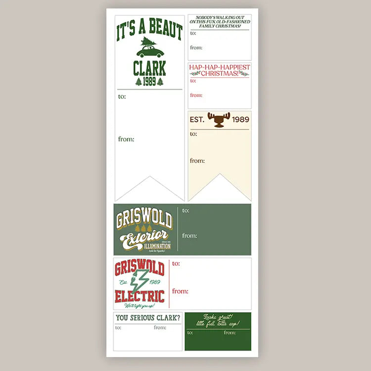 Christmas Jolly Decorations Griswold Holiday Tags (Sticker Sheet)