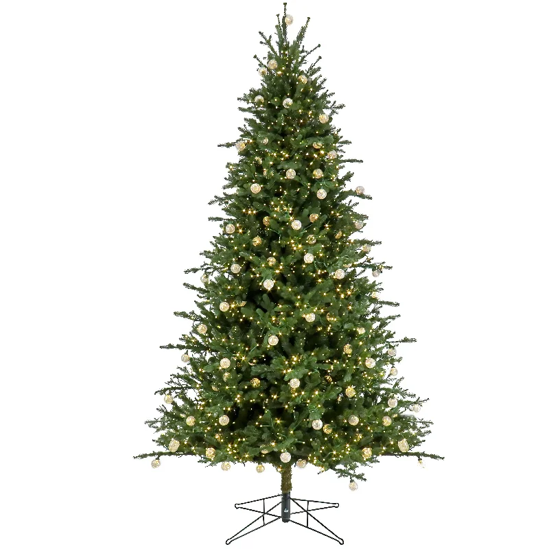 Christmas Cozy Weather 10ft. Pre-Lit Aspen Pine Hinged Tree with Warm White LED Light