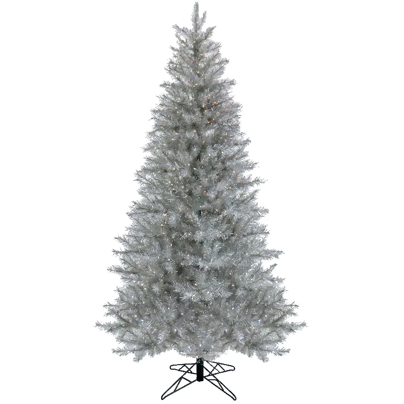 Christmas Glittery Decor 10 ft. Pre-Lit Crystal Pine Hinged Tree with RGB Lights