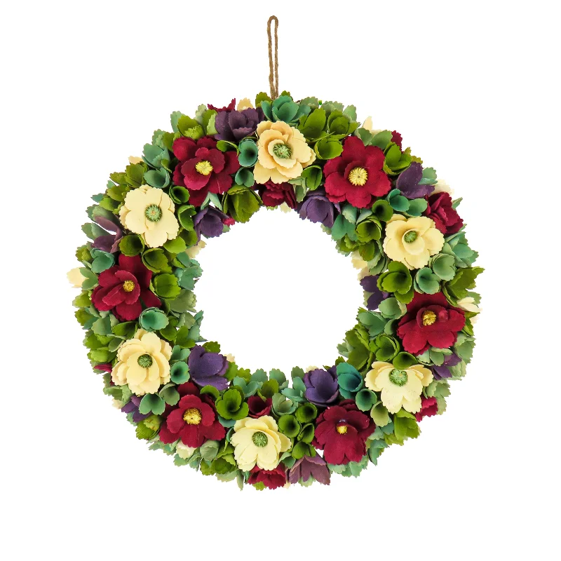 Christmas Storytelling Night Artificial Wreath Decoration, Red, Lightweight Foam Base, Decorated with Red and Cream Assorted Wood Cut Flowers, Flowing Green Leaves, Spring Collection, 18 Inches Christmas Storytelling Night Artificial Wreath Decoration, Red, Lightweight Foam Base, Decorated with Red and Cream Assorted Wood Cut Flowers, Flowing Green Leaves, Spring Collection, 18 Inches