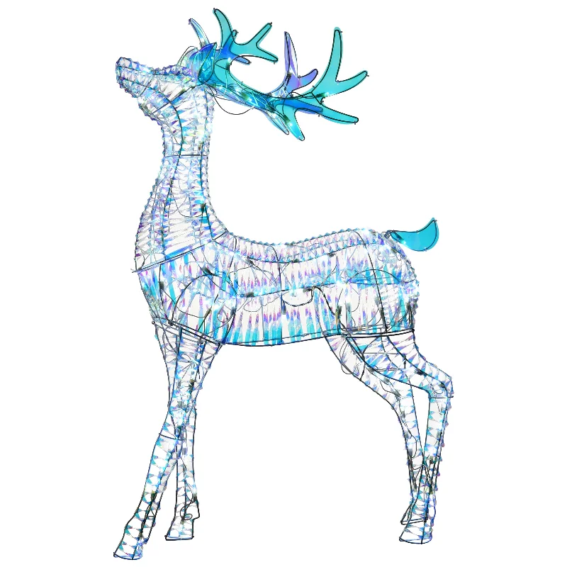 Christmas Snowy Windows 48 in. Pre Lit Iridescent Reindeer Decoration with Cool White LED Lights