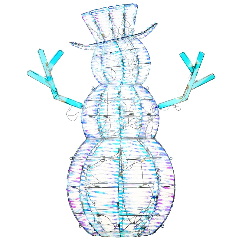 Christmas Cozy Weather 48 in. Pre Lit Iridescent Snowman Decoration, Cool White LED Lights Christmas Cozy Weather 48 in. Pre Lit Iridescent Snowman Decoration, Cool White LED Lights