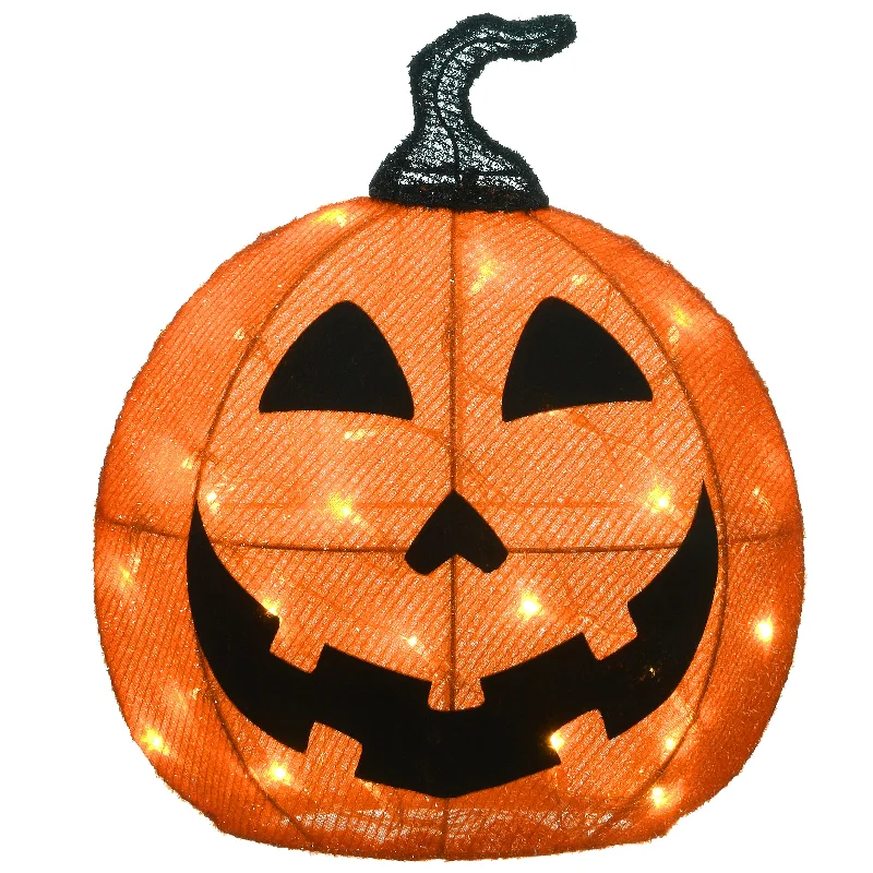 Christmas Star Tree Topper Halloween Pre-Lit Smiling Jack O' Lantern Outdoor Decoration, LED Lights, 16 Inches