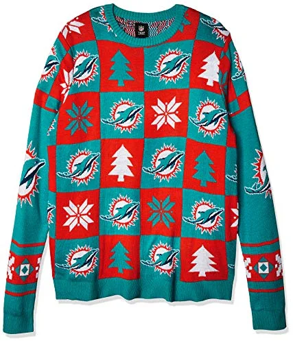 Christmas Holiday Countdown NFL MIAMI DOLPHINS PATCHES Ugly Sweater, X-Large