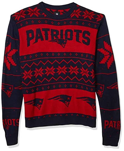 Christmas Snowfall Bliss NFL New England Patriots Mens 2019 Ugly Sweater, Team Color, Small