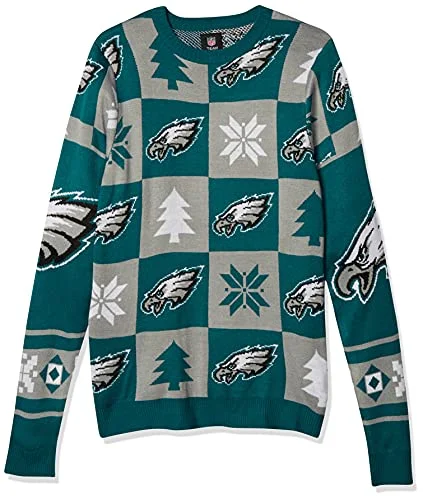 Christmas Mistletoe Magic NFL PHILADELPHIA EAGLES PATCHES Ugly Sweater, Medium