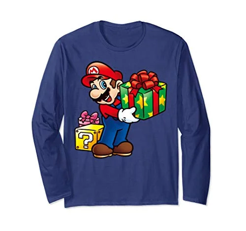 Christmas Handmade Crafts Nintendo Super Mario Wrapped Christmas Presents Long Sleeve T-Shirt