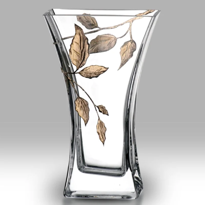 Nobile Gold Leaf Flat Flared Vase - 23cm