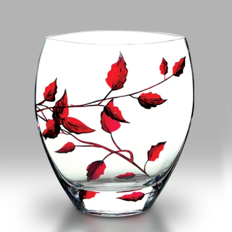 Christmas Cozy Blankets Nobile Ruby Leaf Curved Vase - 21cm