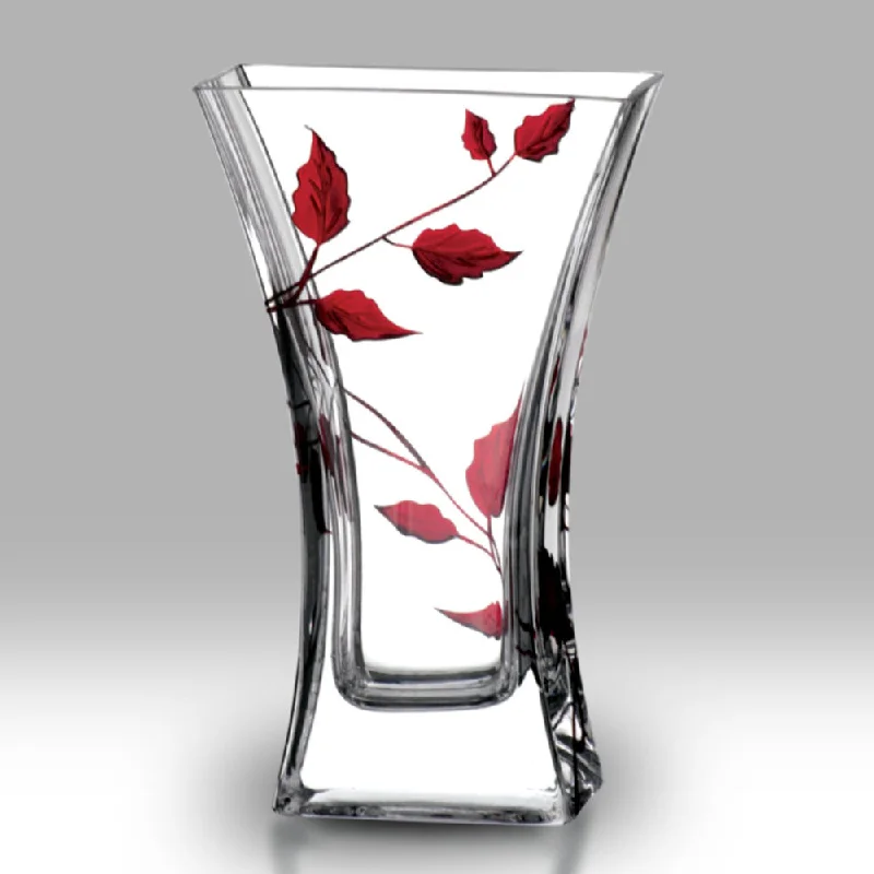 Nobile Ruby Leaf Flat Flared Vase - 23cm