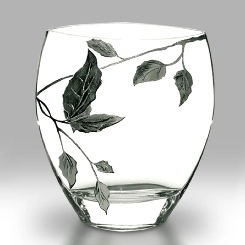 Christmas Joyful Celebration Nobile Silver Leaf Curved Vase - 21cm