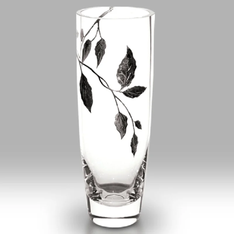 Christmas Holiday Decor Nobile Silver Leaf Cylinder Vase - 25cm