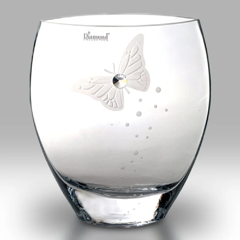 Christmas Joyful Celebration Nobile Swarovski Butterfly Curved Vase - 21cm
