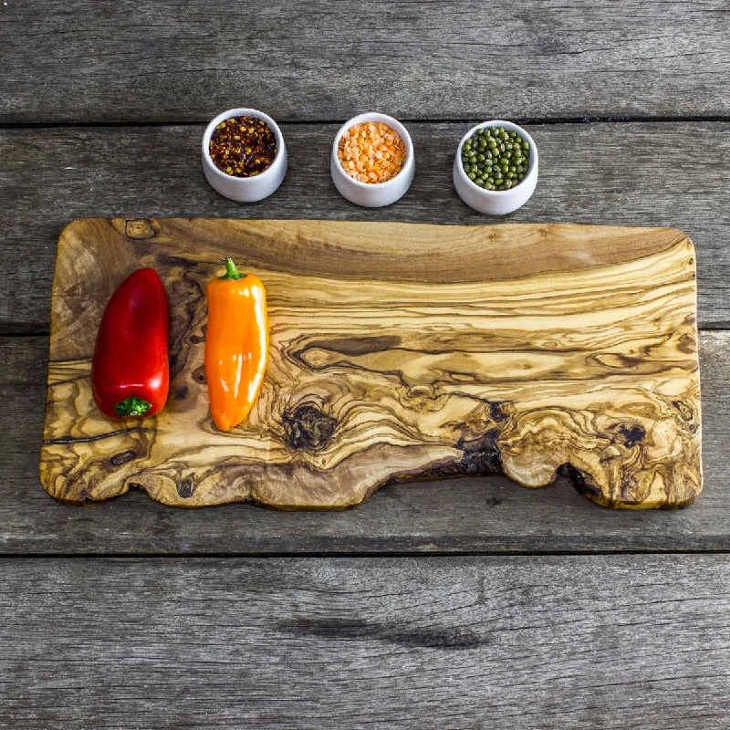 Christmas Snow Covered Village Rustic Olive Wood Cheeseboard - 40 x 17 x 2cm