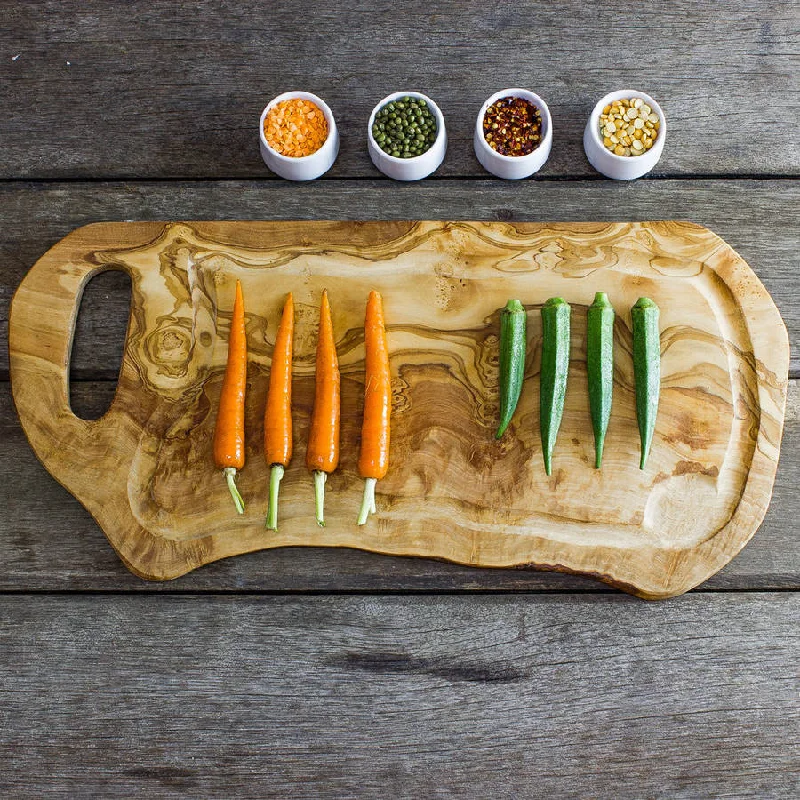 Christmas Sweet Treats Olive Wood Carving Board With Jus Groove - Length 50cm