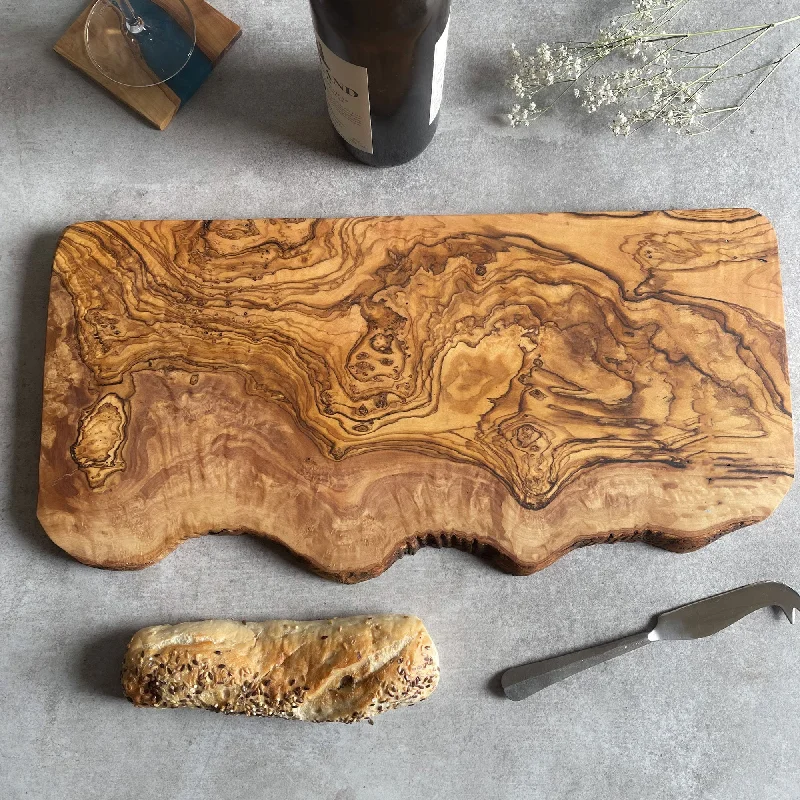 Christmas Gift Wrapping Ideas Rustic Olive Wood Serving/Charcuterie Board - Length 50cm