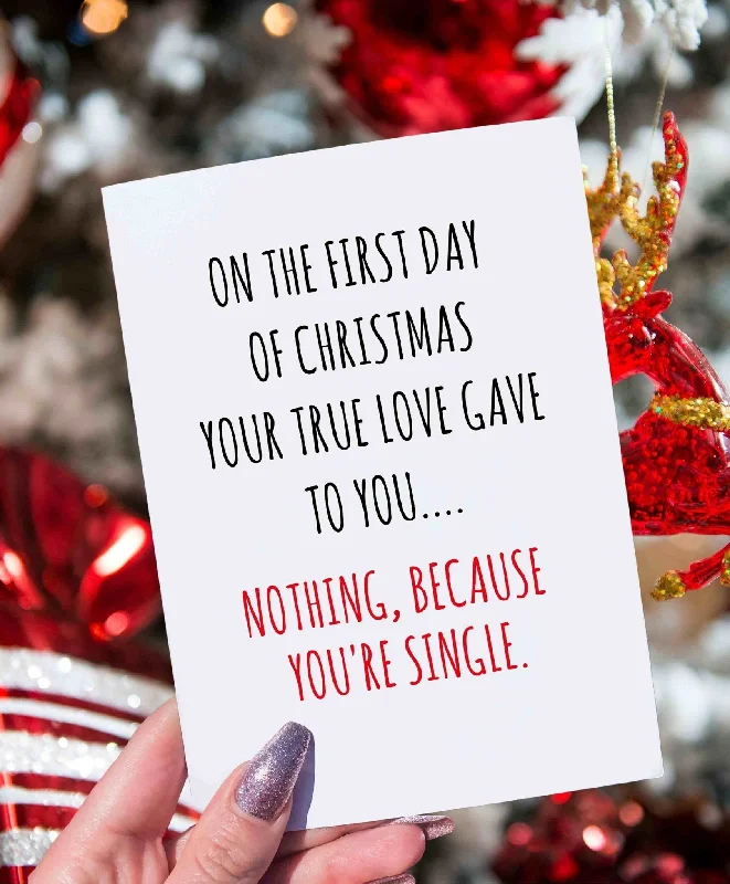 Christmas Evergreen Trees On The First Day Of Christmas Your True Love Gave To You Chrismas Greeting Card